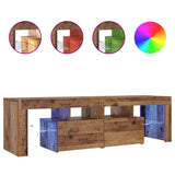 TV Cabinet with LED Lights Old Wood 140x36.5x40 cm Engineered Wood 856303
