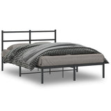Metal Bed Frame without Mattress with Headboard Black 140x200cm 355366