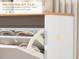 Narrow Shoe Cabinet, Slim Shoe Storage Cabinet with 3 Flip Drawers and Adjustable Shelves, 12 Pair T3398P328357