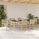 Garden Dining Set 7 pcs Beige and Black Poly Rattan 3365398