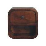 Extra Mini Curved Chestnut Bedside with Open Slot IN3891