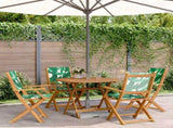 5 Piece Garden Dining Set Leaf Pattern Fabric and Solid Wood 3281824