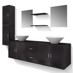 ZNTS Nine Piece Bathroom Furniture and Basin Set Black 272229