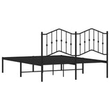 Metal Bed Frame without Mattress with Headboard Black 140x190cm 373789