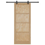 Sliding Door Manual Natural and black 93 x 232 cm 3333518