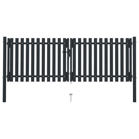 Double Door Fence Gate Steel 300x100 cm Anthracite 146351