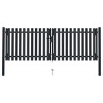 ZNTS Double Door Fence Gate Steel 306x150 cm Anthracite 146351