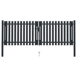 ZNTS Double Door Fence Gate Steel 306x150 cm Anthracite 146351