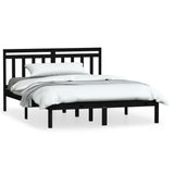 3100573 Bed Frame without Mattress Black Solid Wood 140x190 cm
