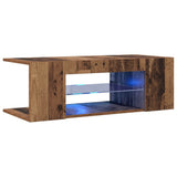 TV Cabinet with LED Lights Old Wood 90x39x30 cm Engineered Wood 856325