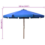 Garden Parasol with Wooden Pole 330 cm Azure 47219
