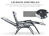 Zero Gravity Lounger Chair, Folding Reclining Patio Chair with Padded Seat, Cup Holder, Soft Cushion T3398P314103