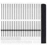 Welded Wire Fence with Post 50 x 1 m PVC-Coated Steel 3336633