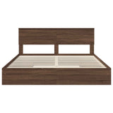 Storage Bed with Drawer Brown Oak 200 x 200 cm Engineered Wood 3408430