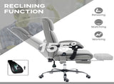 Faux Leather Massage Office Chair - Light Grey T3398P329951
