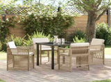 Garden Dining Set 5 pcs Beige Powder-Coated Steel 3380661