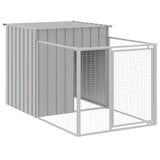 Dog House with Run Light Grey 110x1017x110 cm Galvanised Steel 3189087