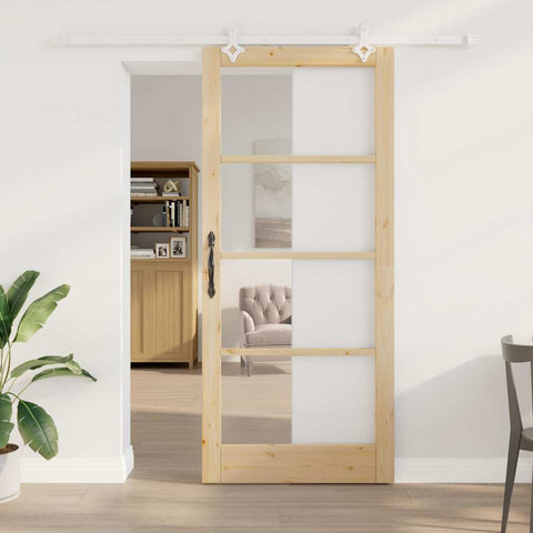 Sliding Door Manual Brown 93 x 211 cm Wood and metal 3332261