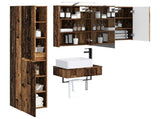 Bathroom Furniture Set 5 pcs Old Wood Engineered Wood and Glass 3407269