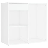 LED Dressing Table with 2 Cabinets White Engineered Wood 3082026