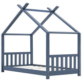 Kids Bed Frame Grey Solid Pine Wood 80x160 cm 283371