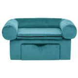 Dog Sofa with Storage Turquoise 75 x 50 x 38cm Plush 171083