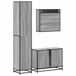 ZNTS 3 Piece Bathroom Furniture Set Grey Sonoma Engineered Wood 3301123