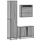ZNTS 3 Piece Bathroom Furniture Set Grey Sonoma Engineered Wood 3301123