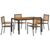 Garden Dining Set 5 pcs Black and Brown Poly Rattan 3365438
