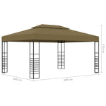 ZNTS Gazebo with LED String Lights 3x4 m Taupe 3070310