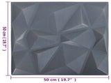 Wall Panels 12 pcs Origami Grey 50 x 50 cm XPS Foam 42046033