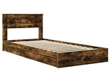Storage Bed with Drawer Smoked Oak 75 x 190 cm Engineered Wood 3409951