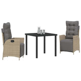 Garden Dining Set with Cushion 3 pcs Beige Poly Rattan 3380561