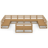 12 Piece Garden Lounge Set Solid Pinewood 3076222
