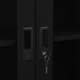 Office Cabinet Black 90x40x180 cm Steel and Tempered Glass 335940