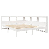 Bookcase Bed without Mattress White 135x190 cm Solid Wood Pine 3324333