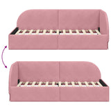 Corner Bed Frame with Headboard Pink 90 cm x 190 cm Velvet 42016639