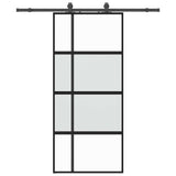 Sliding Door with Hardware Set Black 90x205 cm Tempered Glass 3375839