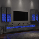 7 Piece TV Wall Cabinet Set with LED Lights Concrete Grey 3216781