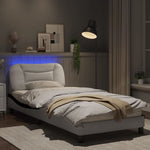 ZNTS Bed Frame with LED Lights White and Black 90x200 cm Faux Leather 3213912