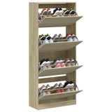 Shoe Cabinet with 4 Flip-Drawers Sonoma Oak 80x34x187.5 cm 3214380