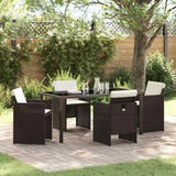 Garden Dining Set with Cushion 5 pcs Brown Poly Rattan 3379954