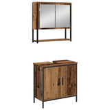 Bathroom Furniture Set with Shelf 3 pcs Brown Engineered wood 3334360