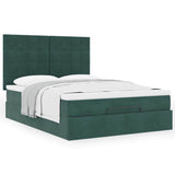 Ottoman Bed with Mattresses Dark Green 140x190cm Velvet 3313472