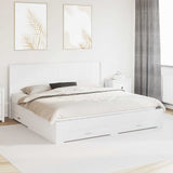 Bed Frame with Storage and Headboard White Engineered Wood 3414079