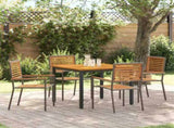Garden Dining Set 5 pcs Grey and Brown Poly Rattan 3365494