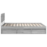 Bed Frame Grey Sonoma 140 x 200 cm Solid Pine Wood 3412074