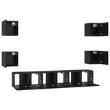 TV Cabinet Set Wall-mounted 7 pcs Black Oak Engineered Wood 3393397