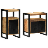 Bathroom Furniture Set 2 pcs Brown Soild Rough Mango Wood 3305602