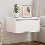 ZNTS Wall-mounted Bedside Cabinet with LED Lights White 860211